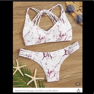 SHEIN marble bikini size medium never worn!